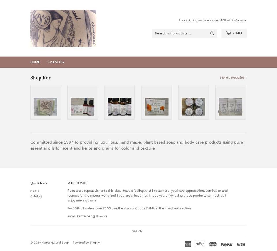 kamasoap.com shopify website screenshot