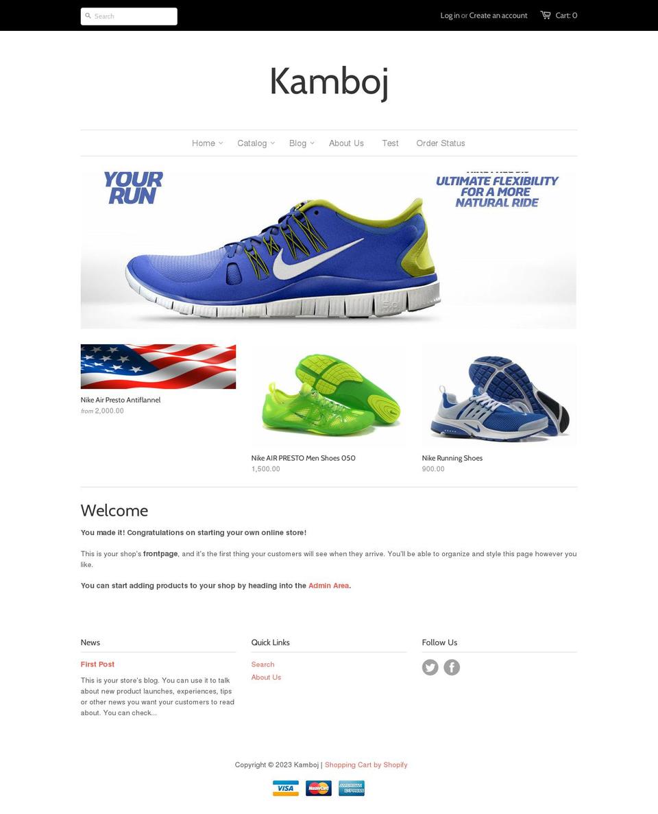 kamboj.myshopify.com shopify website screenshot