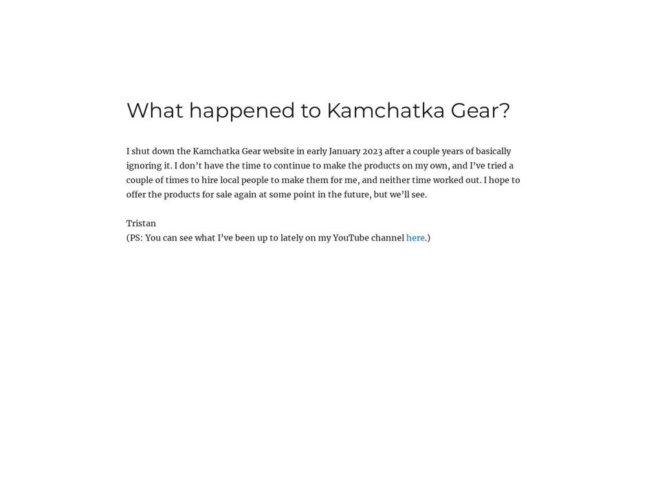 kamchatkagear.com — Shopify storefront screenshot