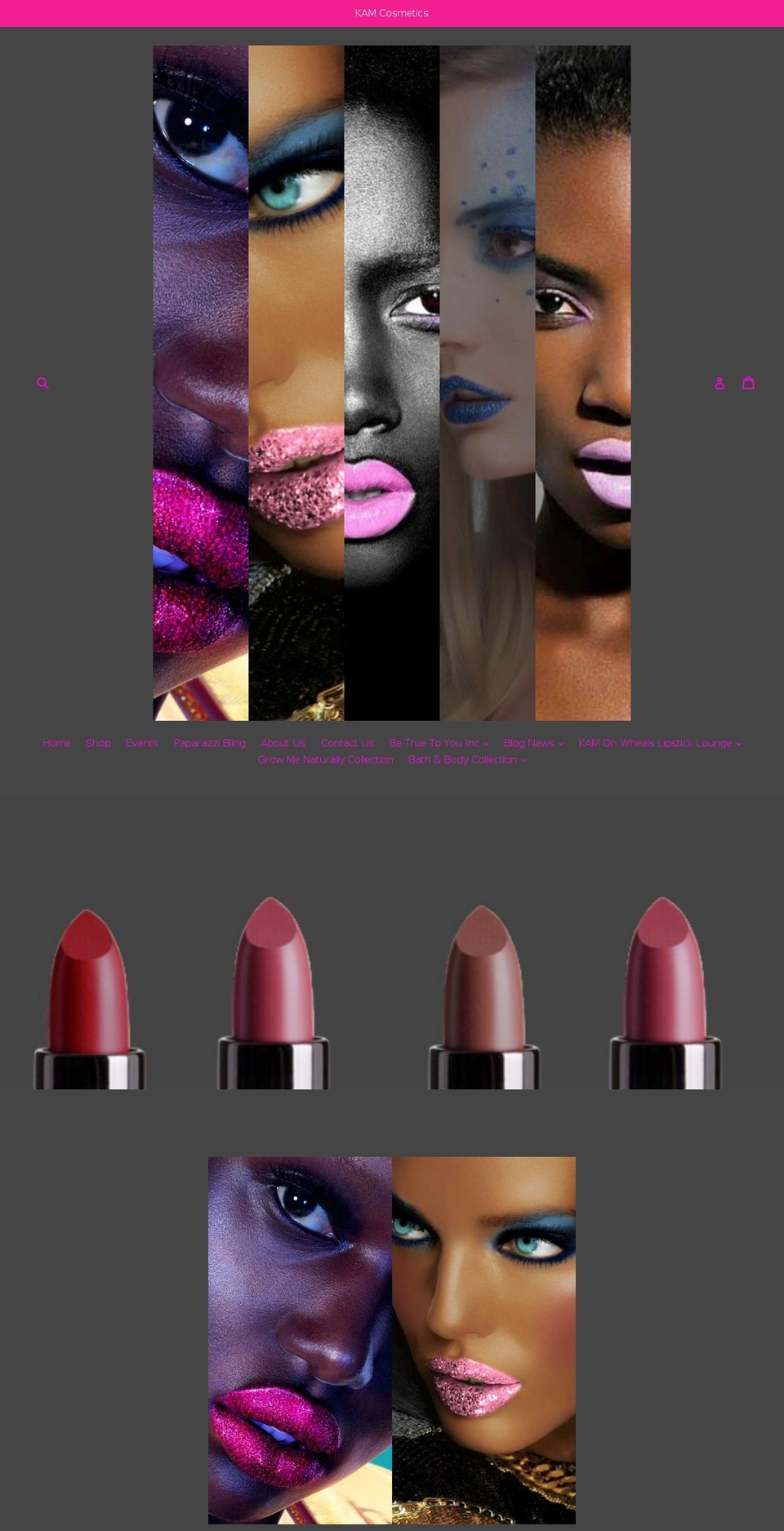 kamcosmetics.com — Shopify storefront screenshot