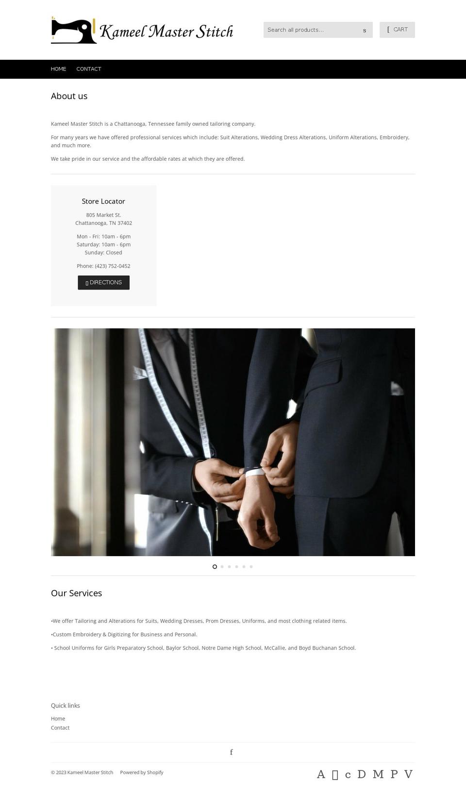 kameelmasterstitch.com shopify website screenshot