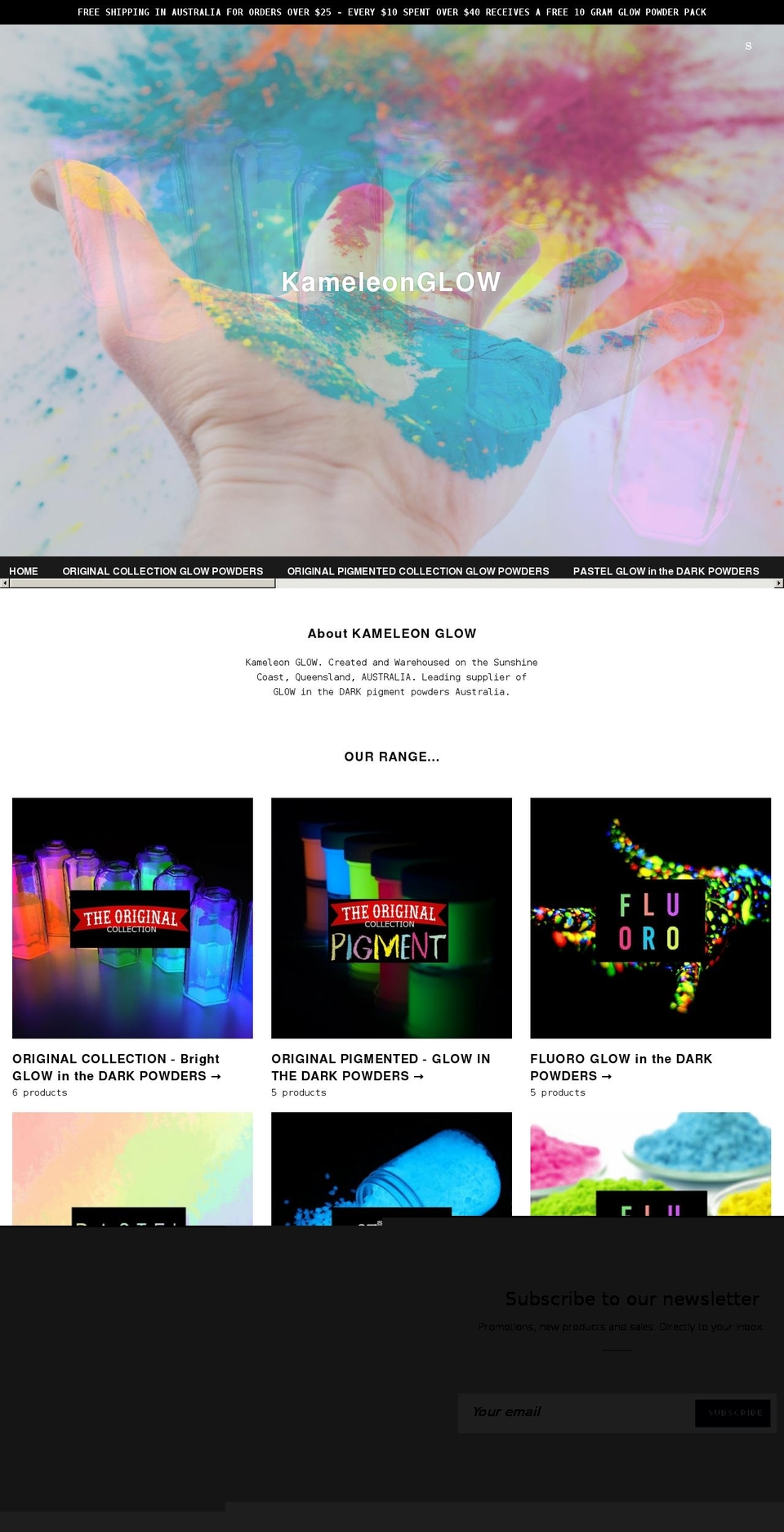 kameleonglow.com.au shopify website screenshot