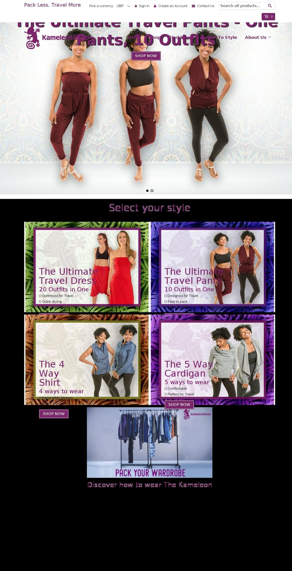 kameleonrose.com — Shopify storefront screenshot