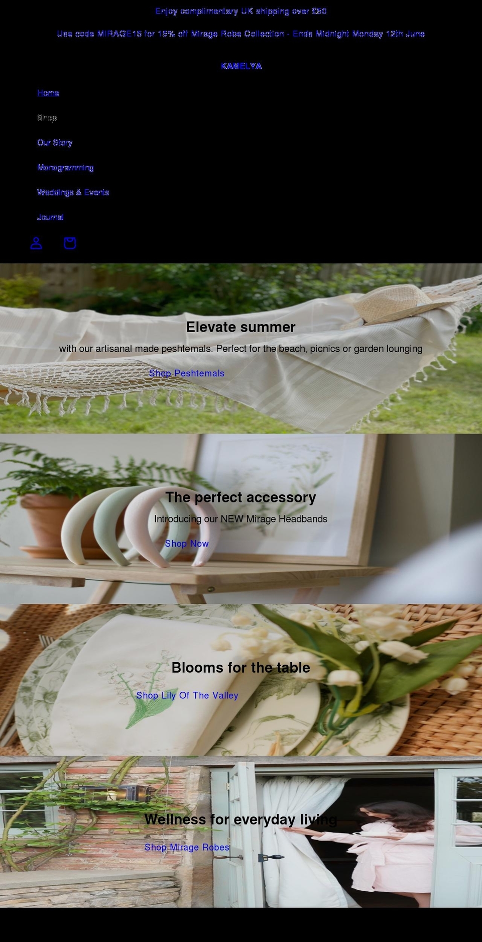 kamelyaliving.com shopify website screenshot