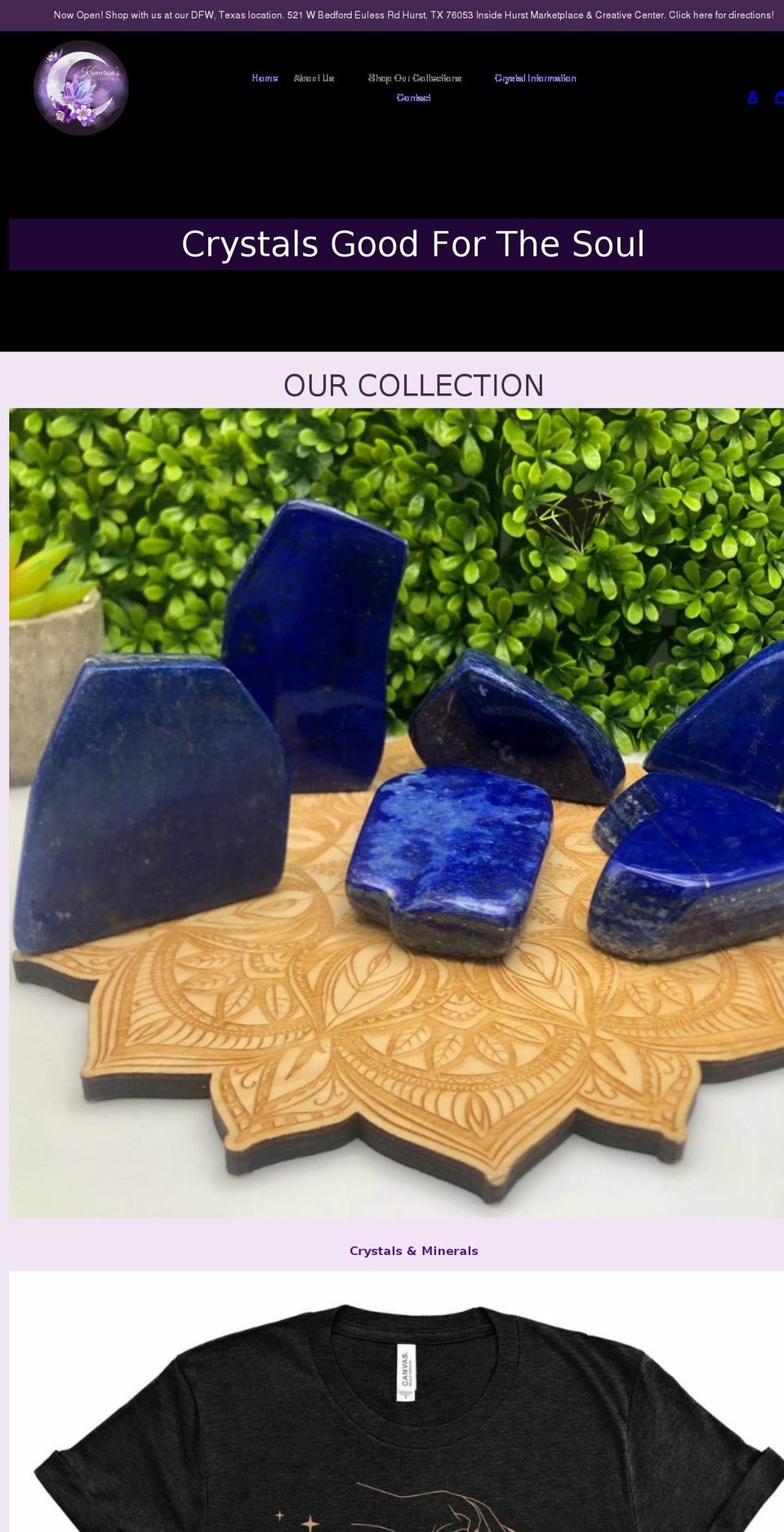 kameronscrystals.com shopify website screenshot