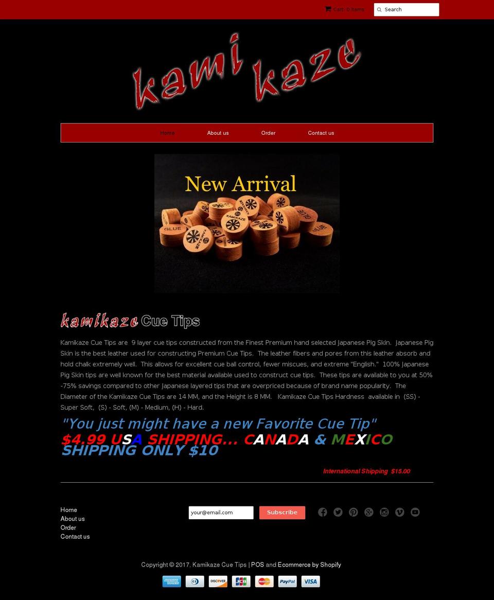 kamikazecuetips.com shopify website screenshot