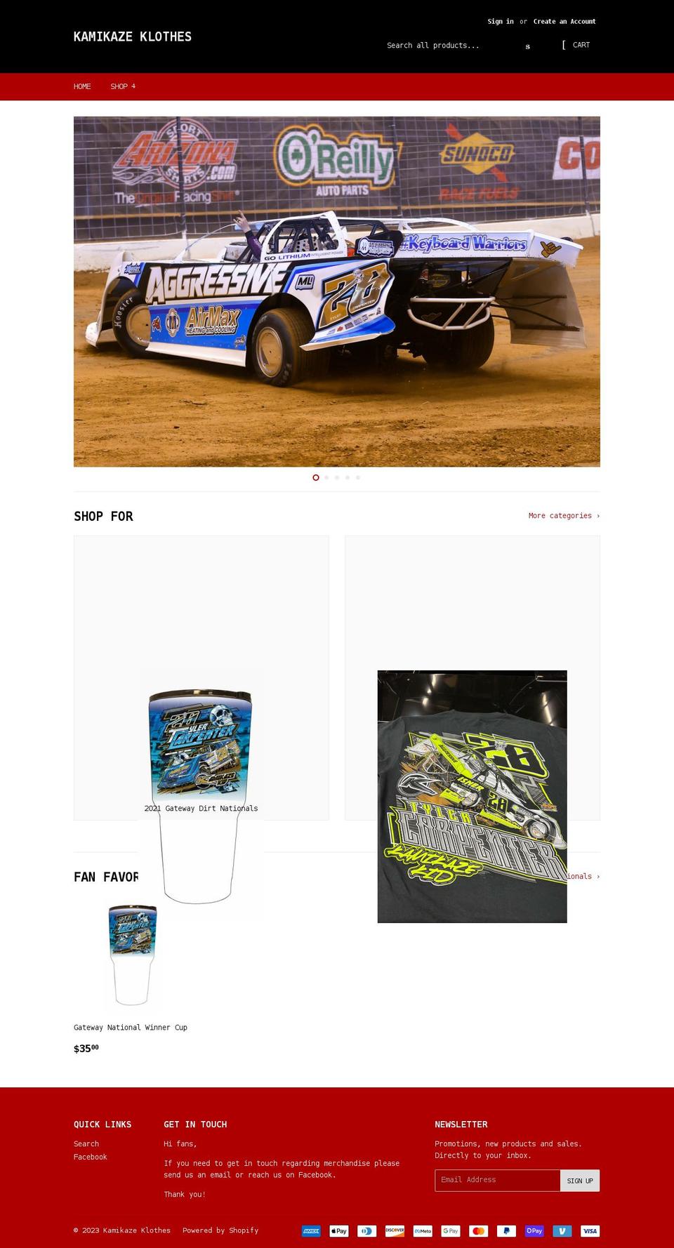 kamikazeklothes.com shopify website screenshot