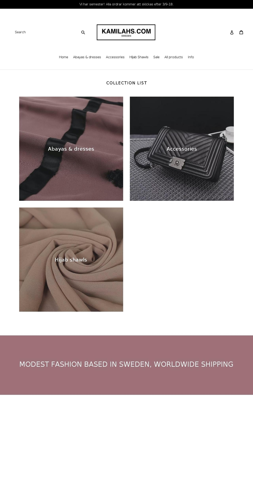 kamilahs.com — Shopify storefront screenshot
