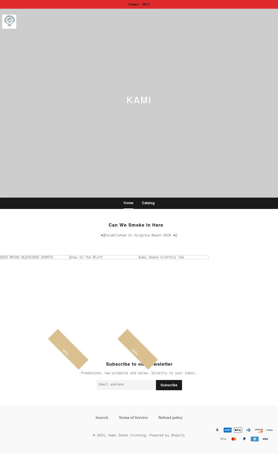 kamismoke.com shopify website screenshot