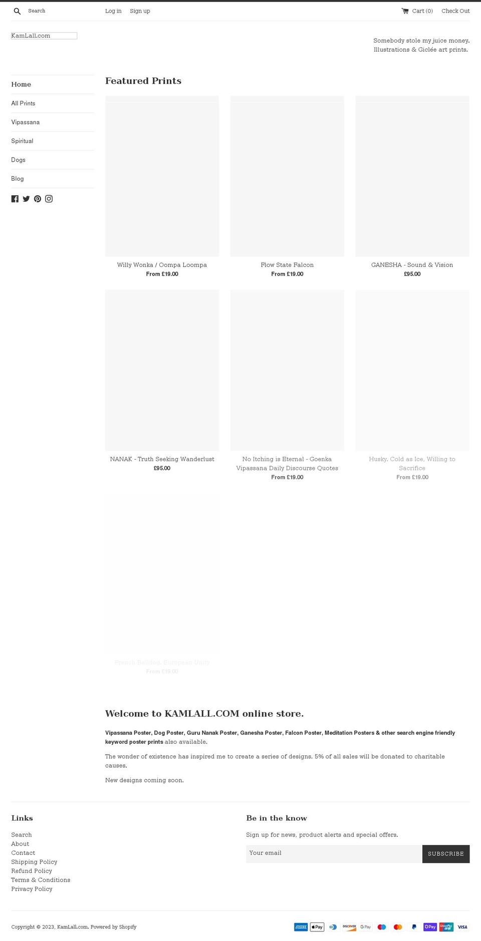 kamlall.com shopify website screenshot