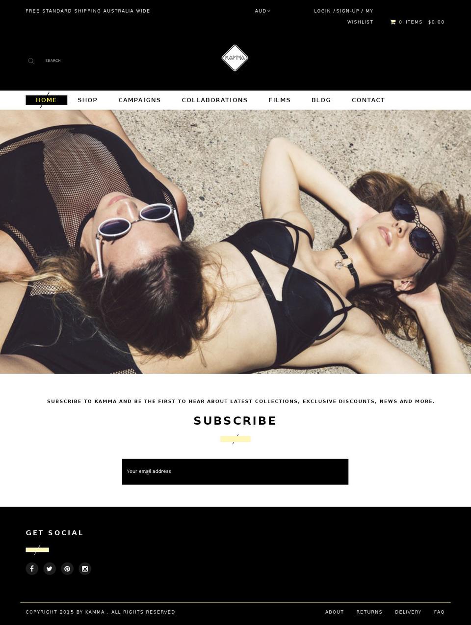 kammaswim.com shopify website screenshot