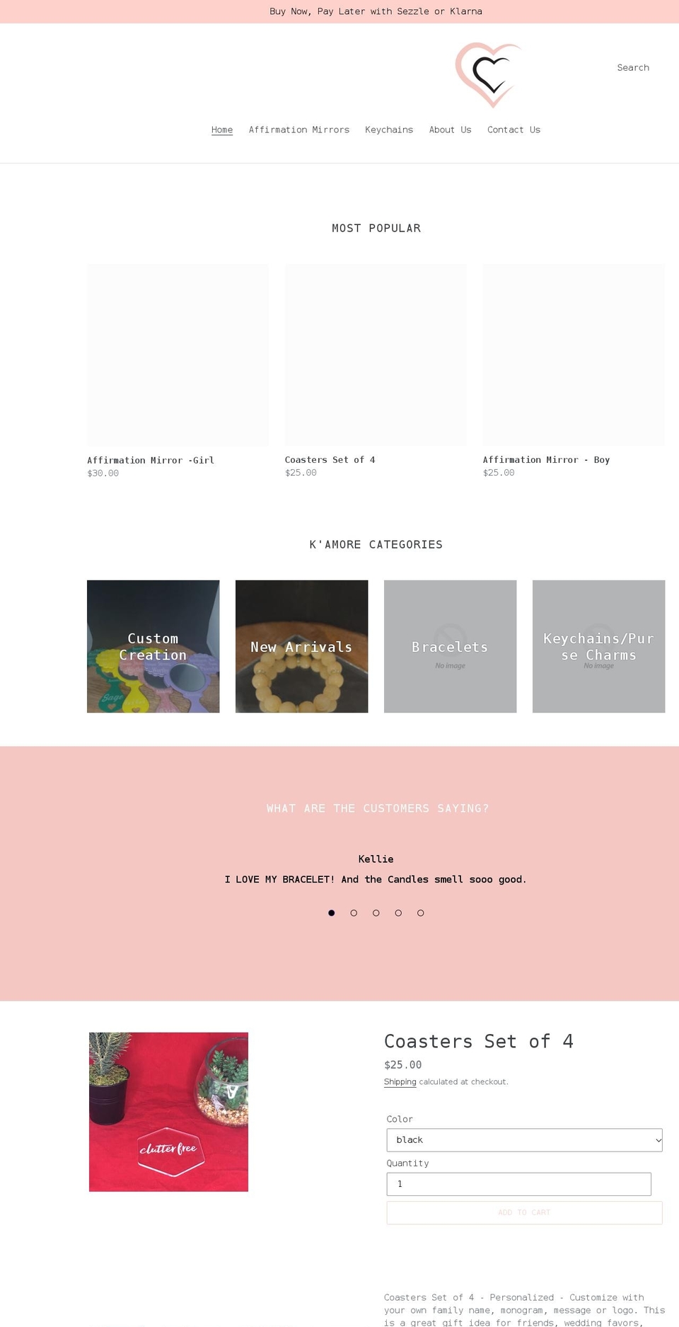 kamorecreations.net shopify website screenshot