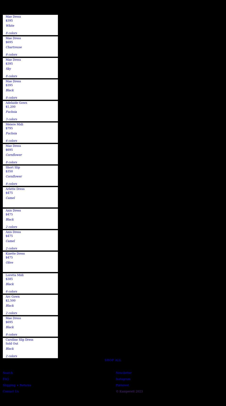 kamperett.com shopify website screenshot