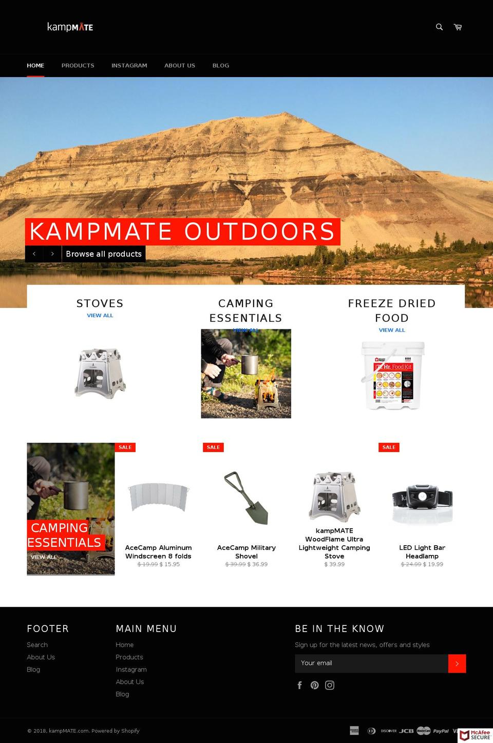 kampmate.com shopify website screenshot