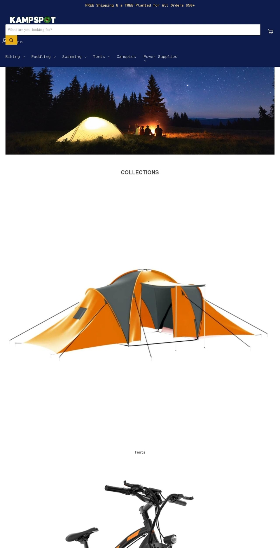 kampspot.com shopify website screenshot