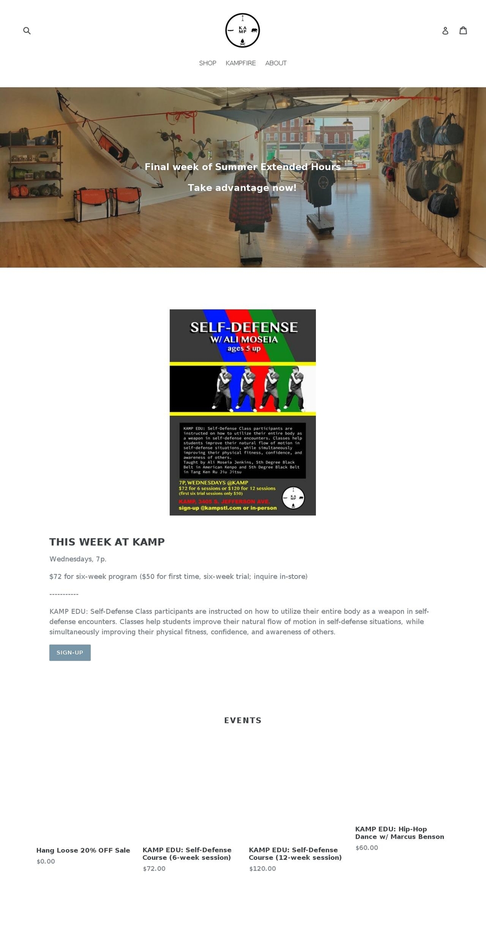 kampstl.com — Shopify storefront screenshot