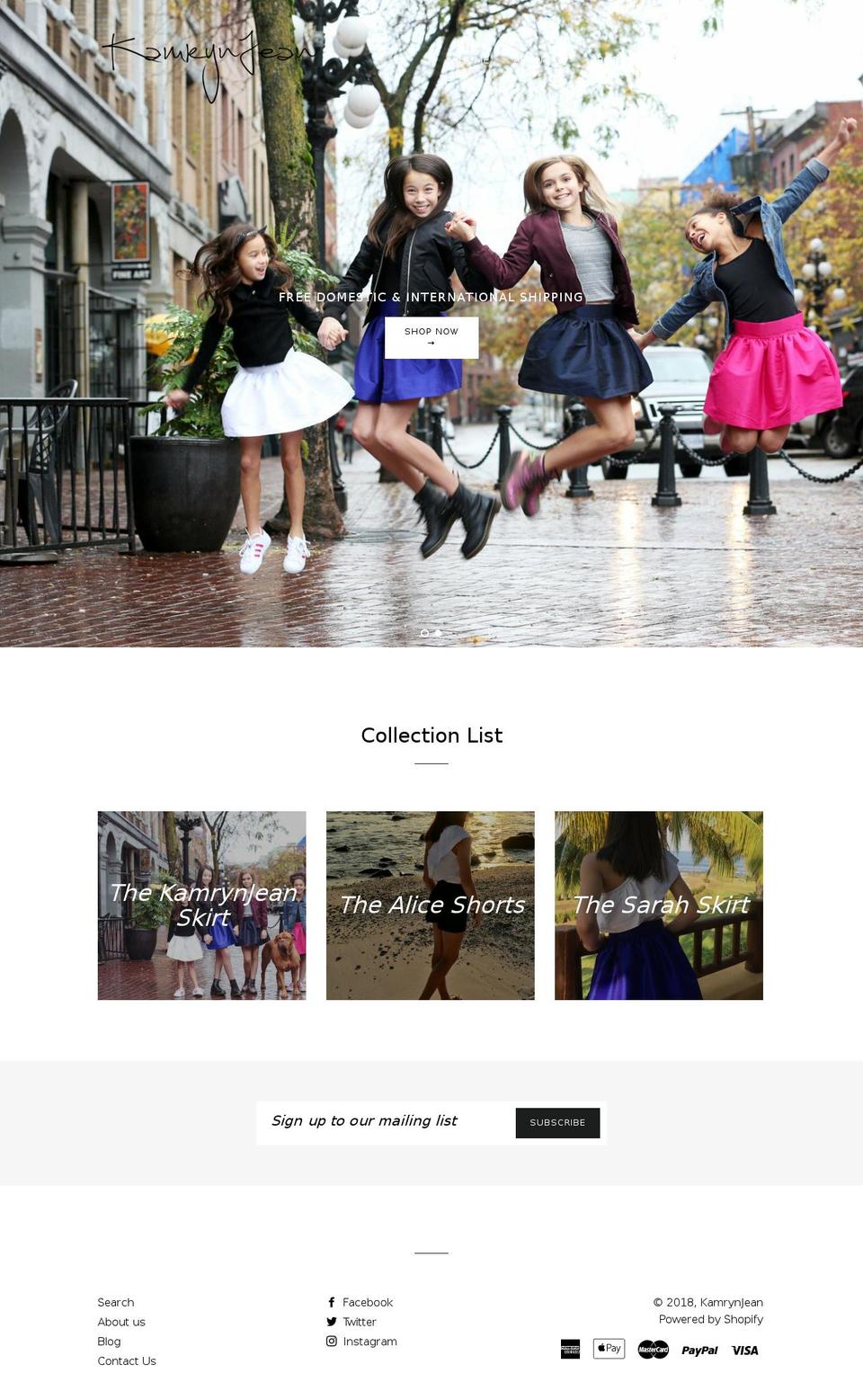 kamrynjean.com — Shopify storefront screenshot