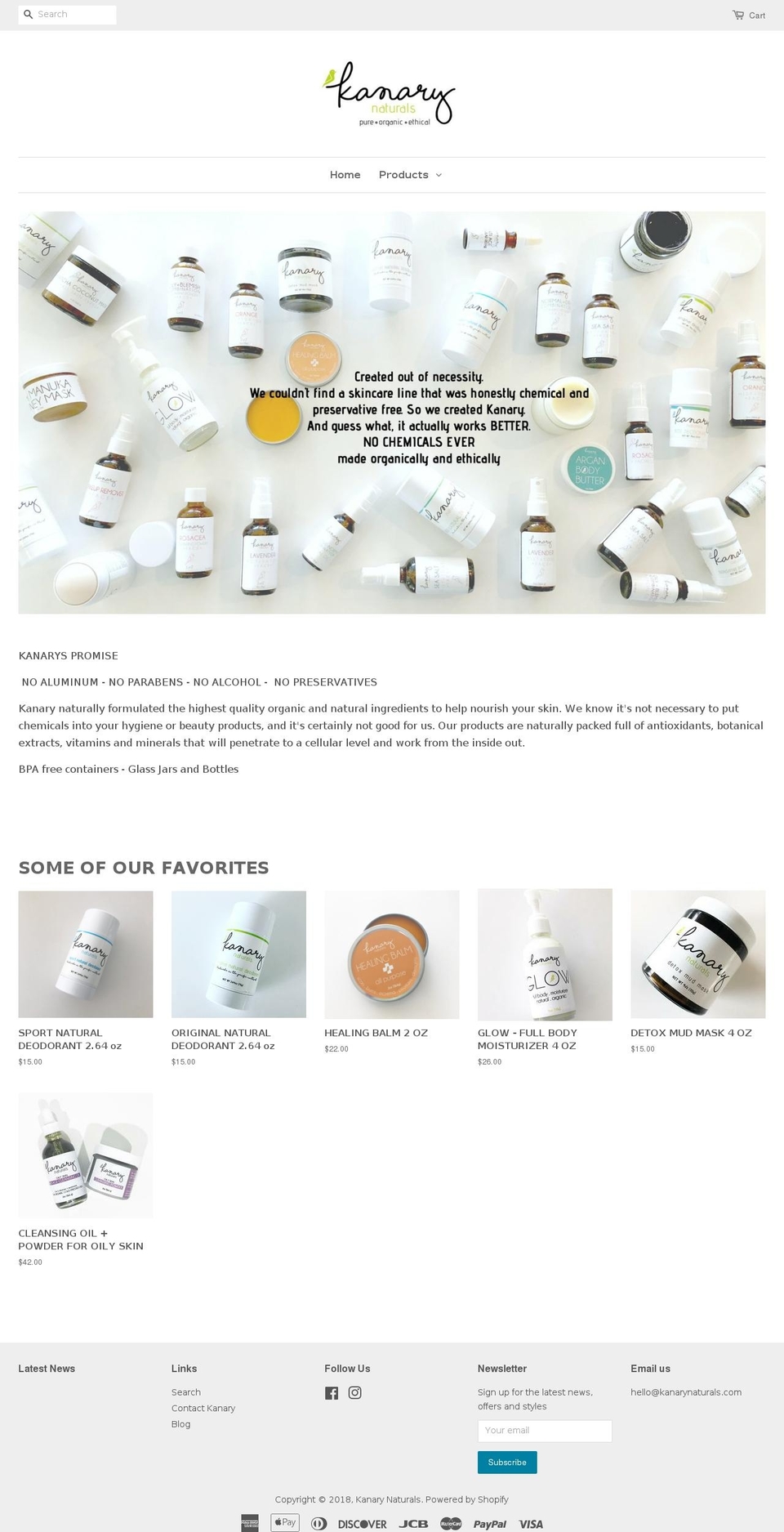 kanarynaturals.com shopify website screenshot