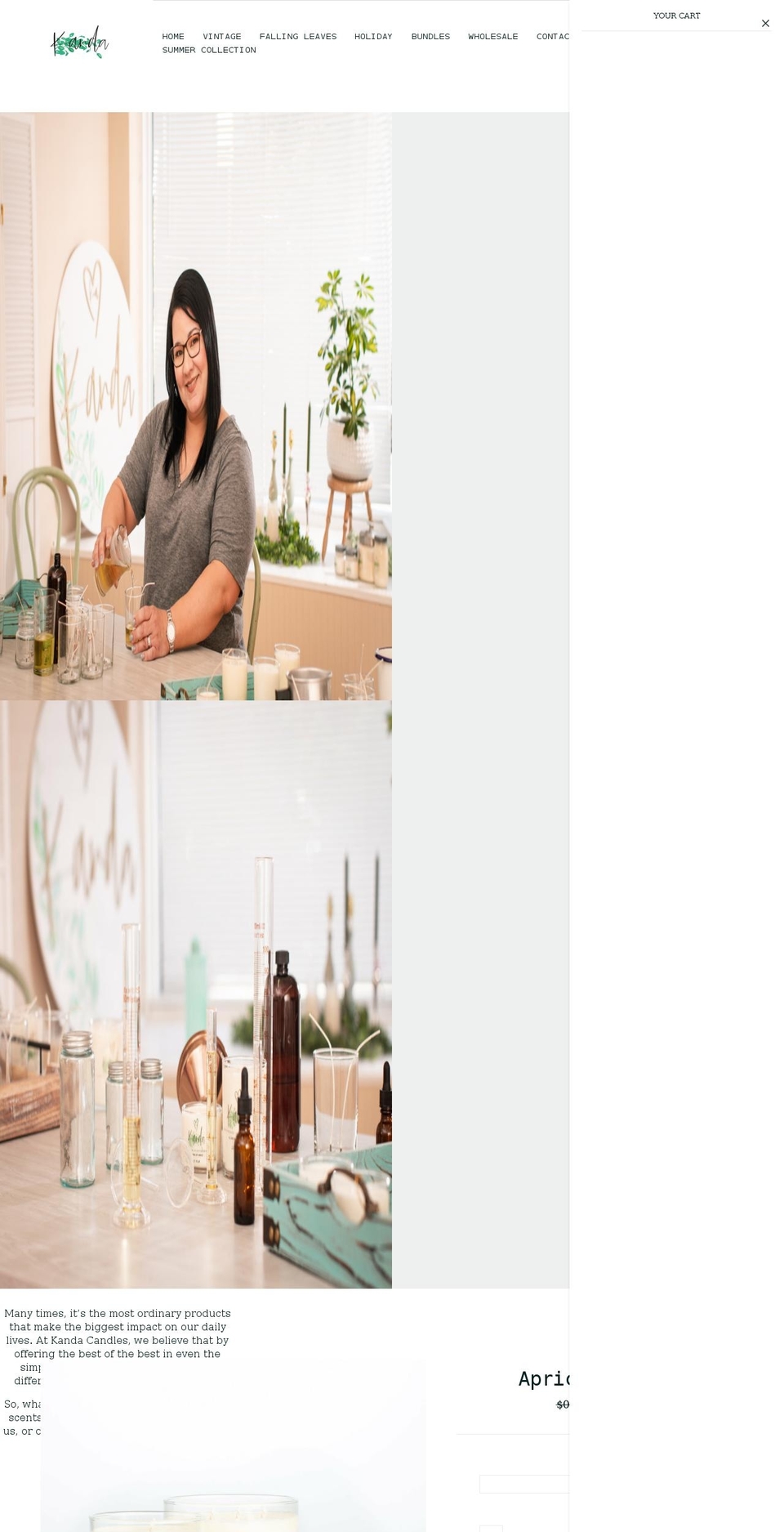 kandacandles.com shopify website screenshot