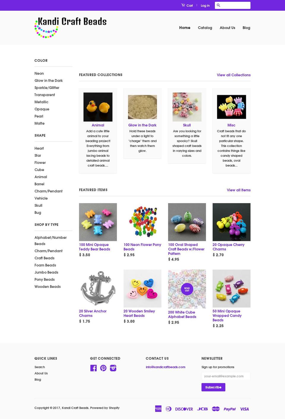 kandicraftbeads.com shopify website screenshot