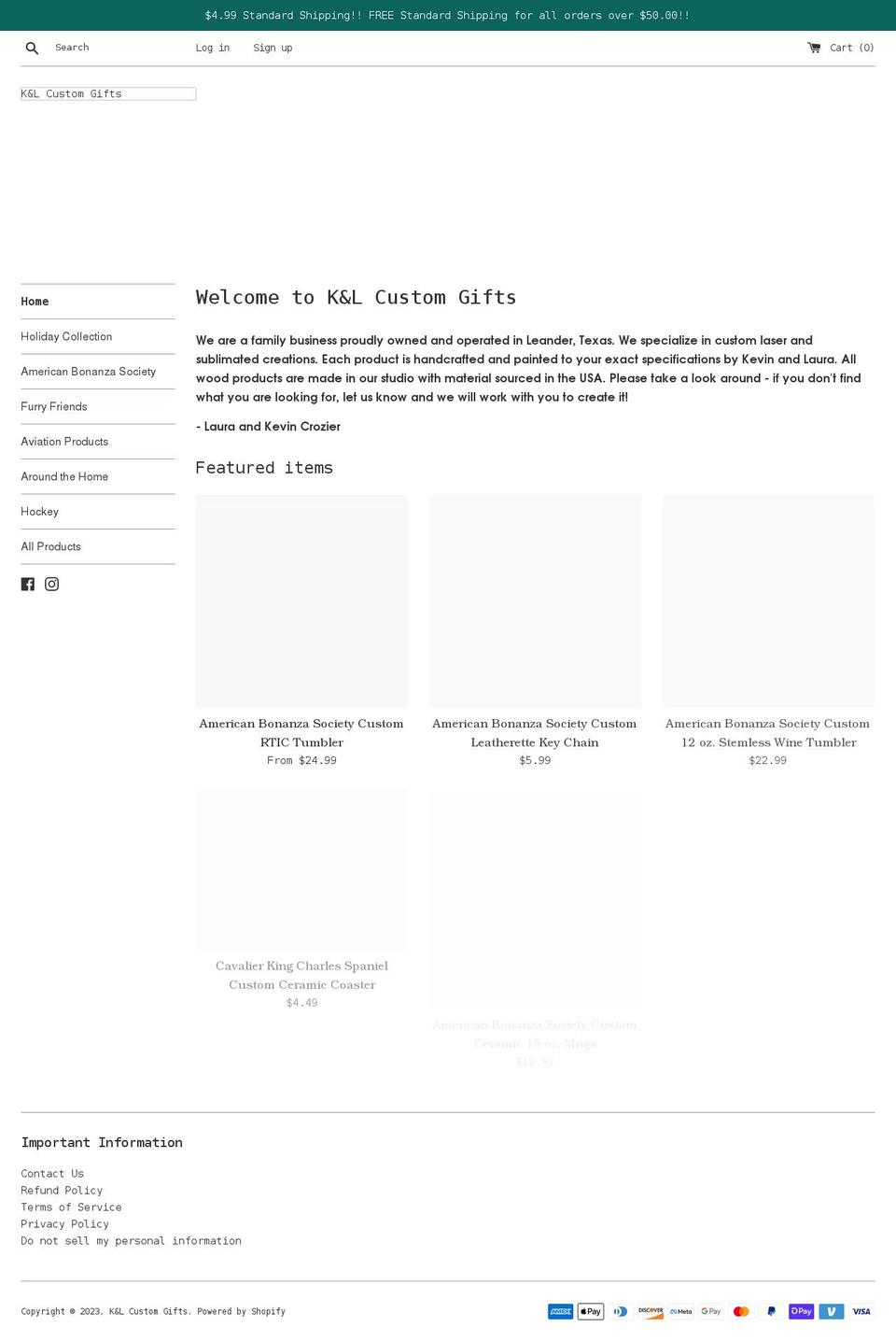 kandlcustomgifts.com shopify website screenshot