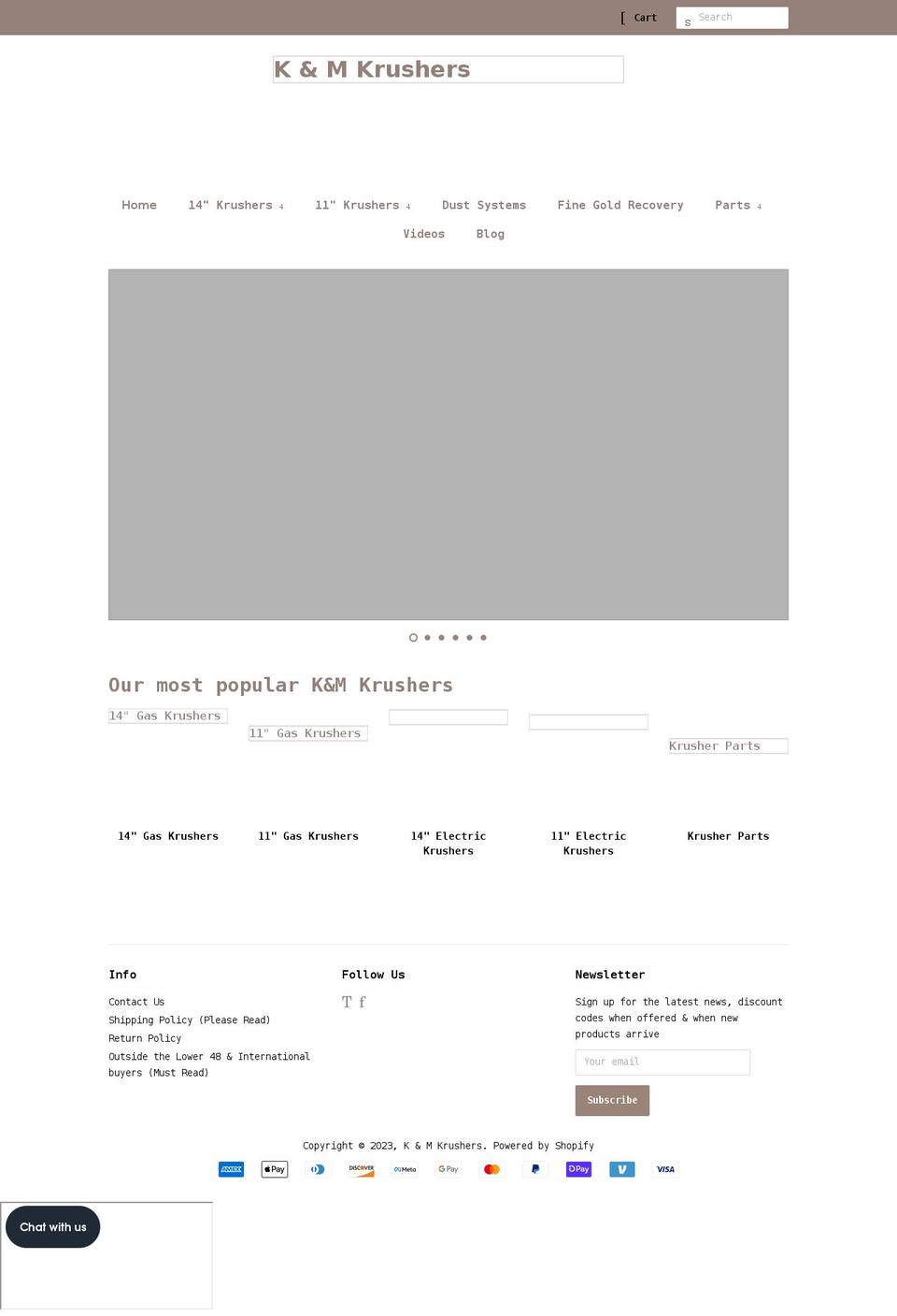 kandmkrushers.com shopify website screenshot