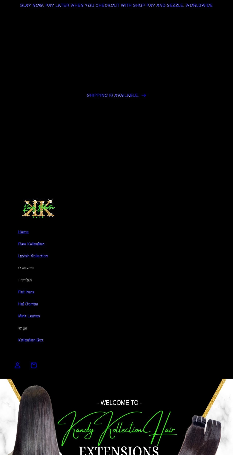 kandykollectionhair.com shopify website screenshot