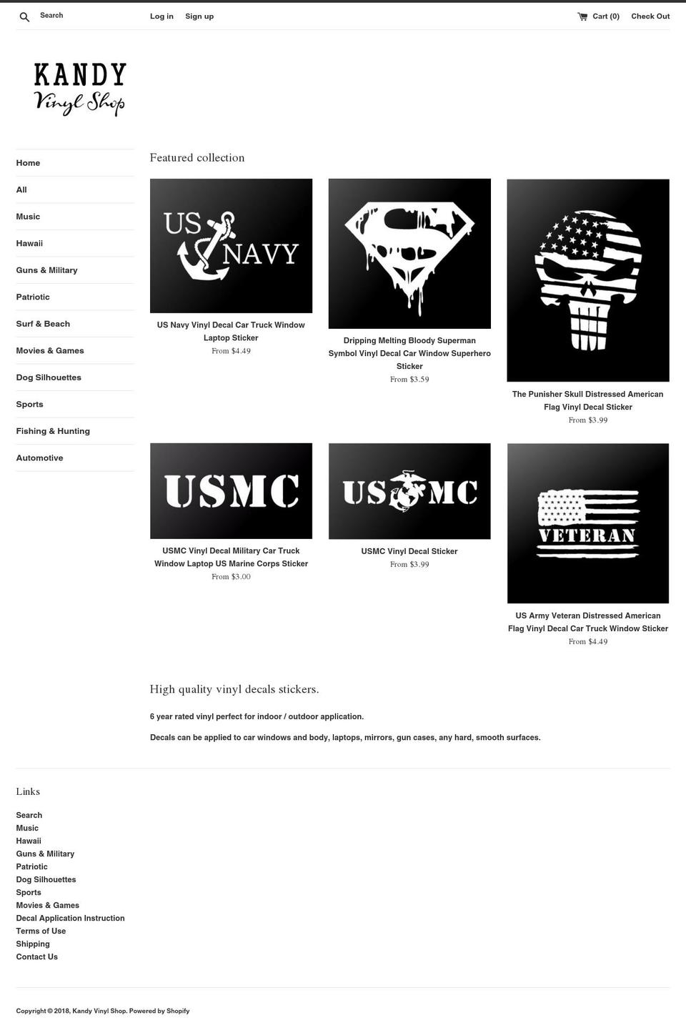 kandyvinylshop.com — Shopify storefront screenshot