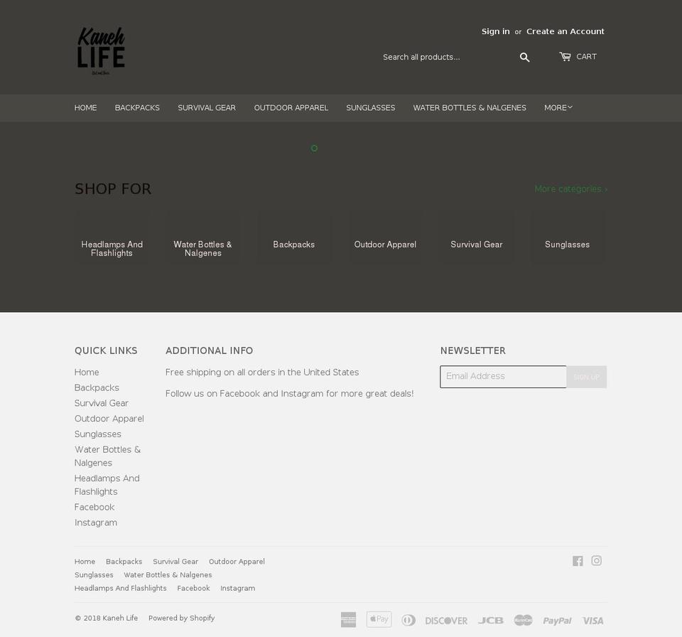 kanehlife.com — Shopify storefront screenshot