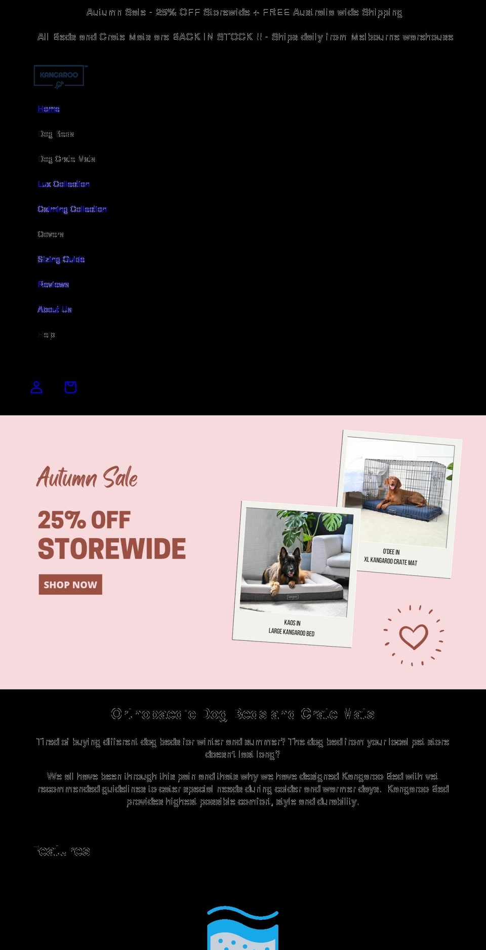 kangaroobed.com.au shopify website screenshot