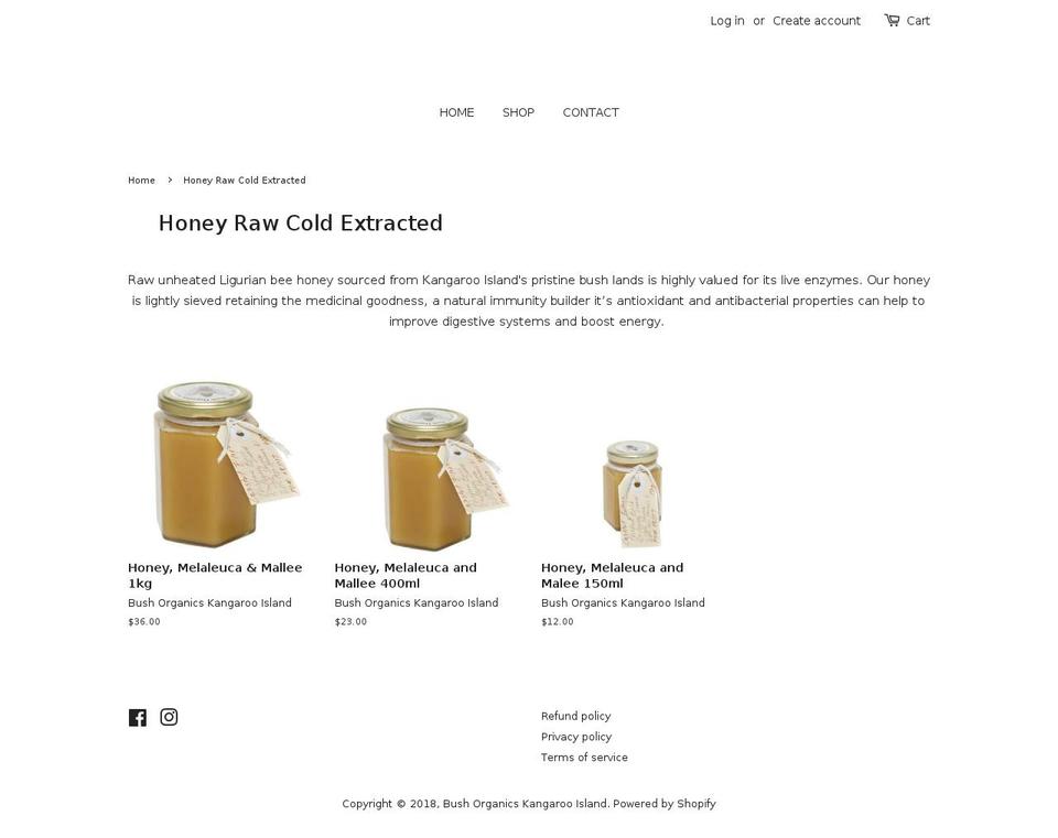 kangarooislandhoney.com — Shopify storefront screenshot