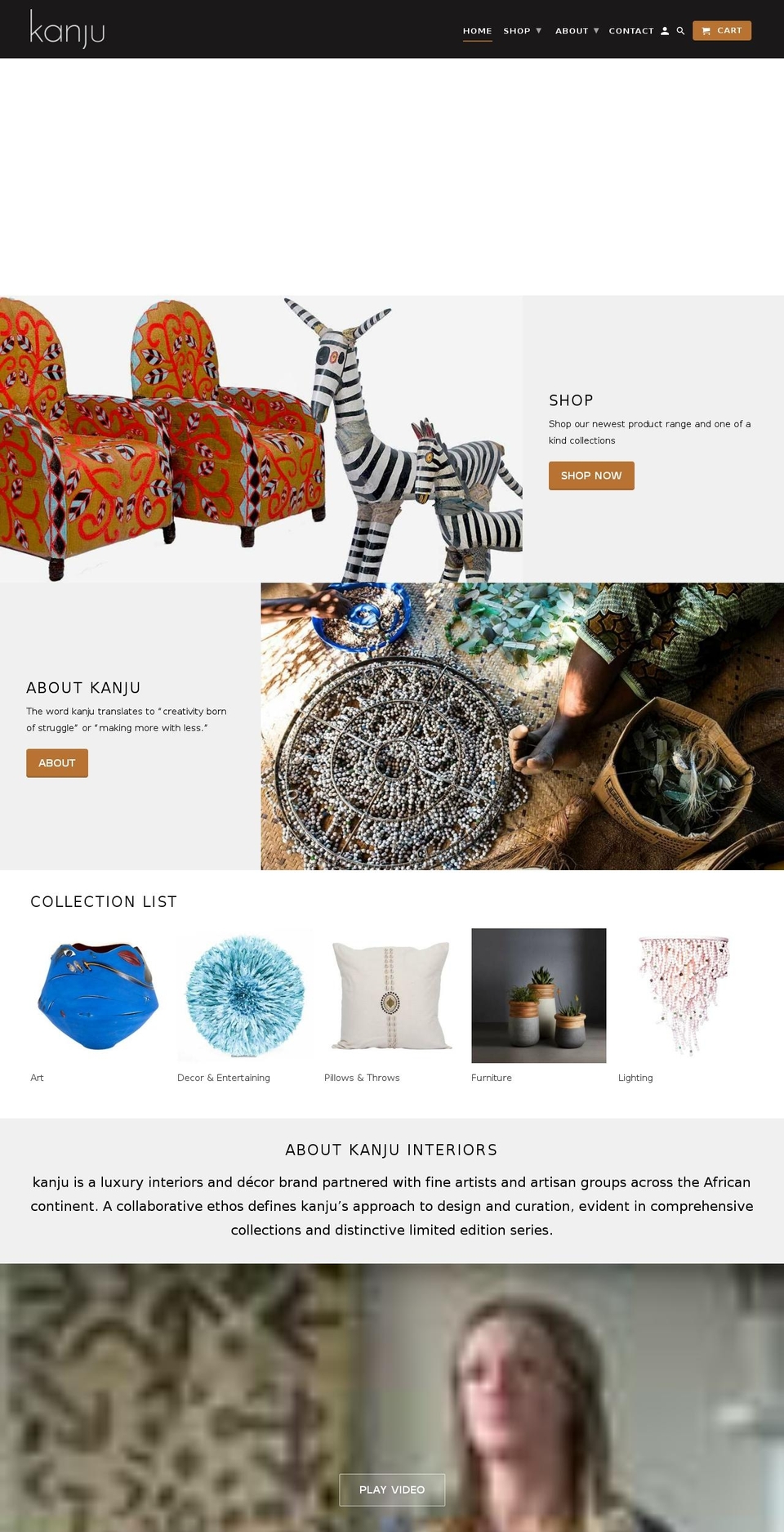 kanjuinteriors.com shopify website screenshot