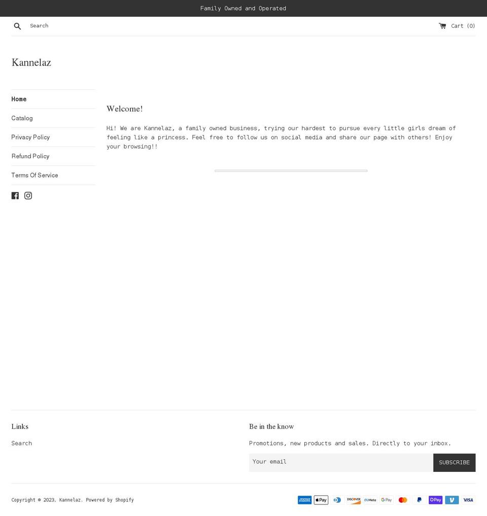 kannelazboutique.com shopify website screenshot