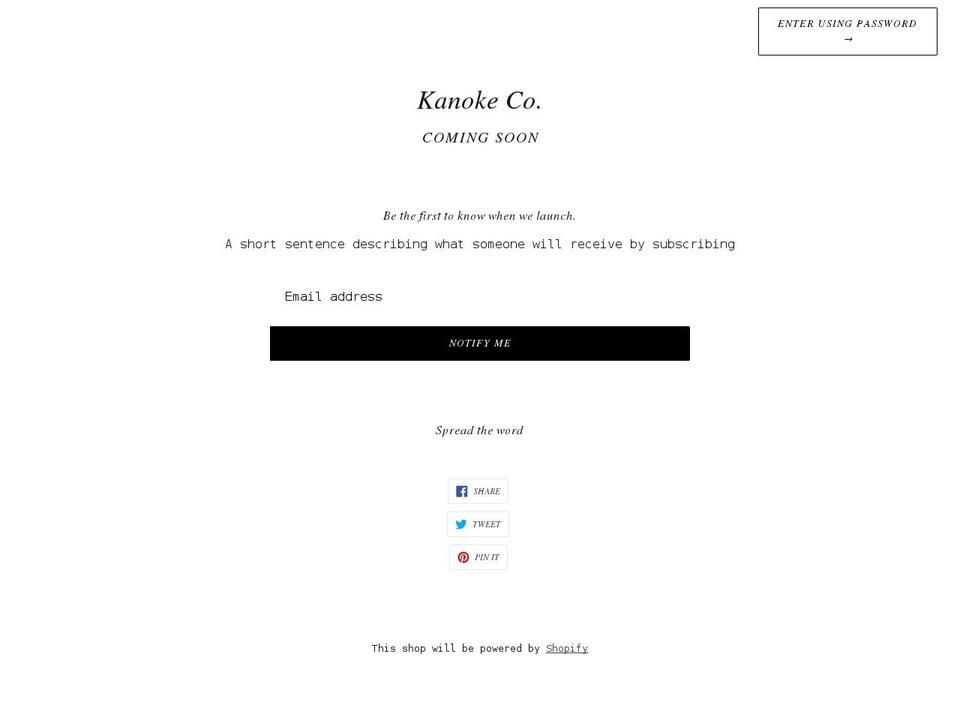 kanoke.co shopify website screenshot