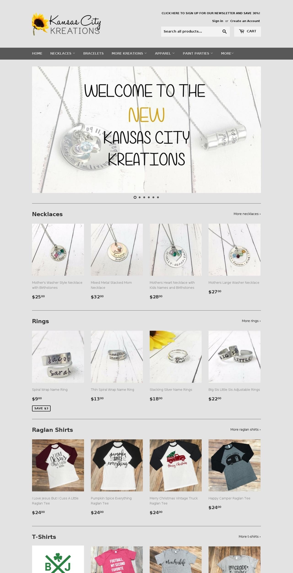 kansascitykreations.com shopify website screenshot