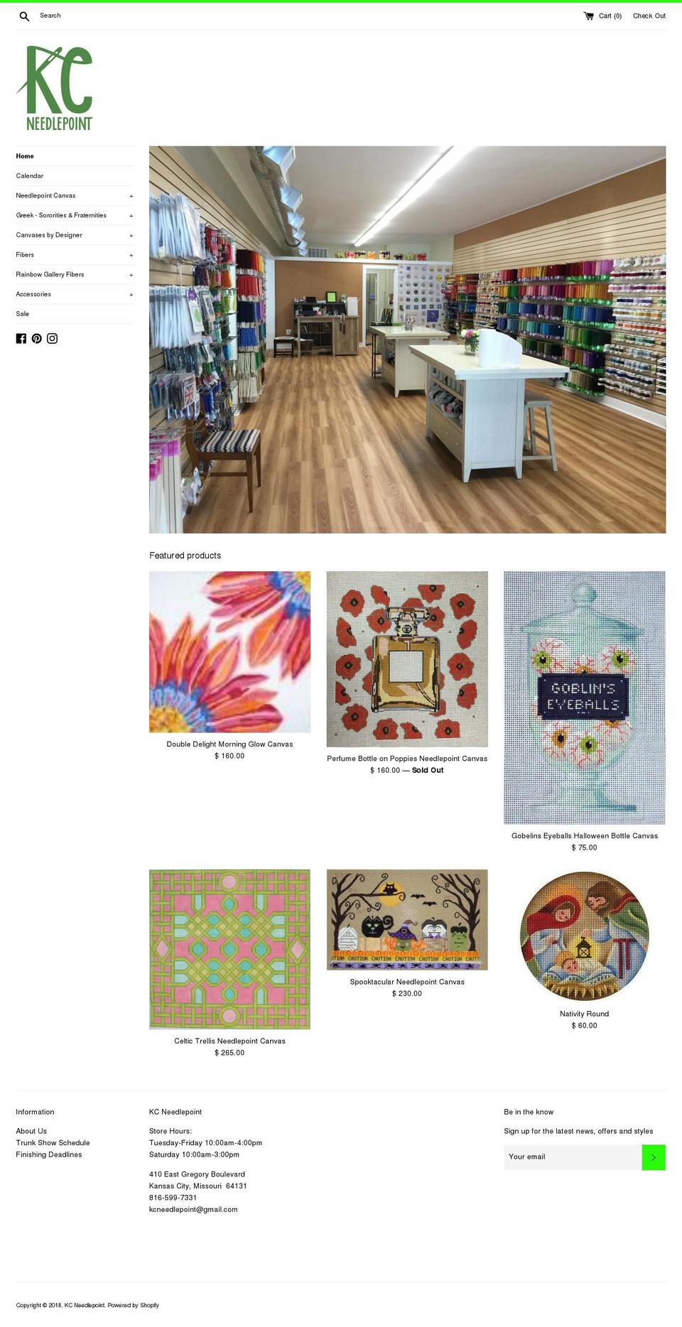 kansascityneedlepoint.com — Shopify storefront screenshot