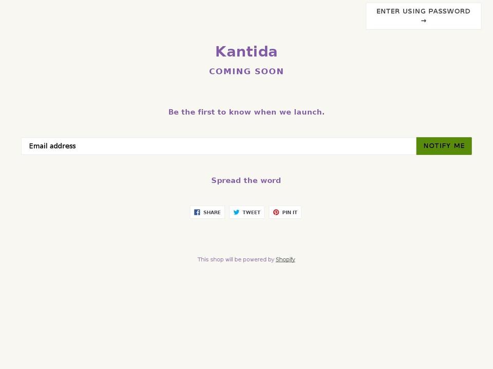 kantida.com shopify website screenshot