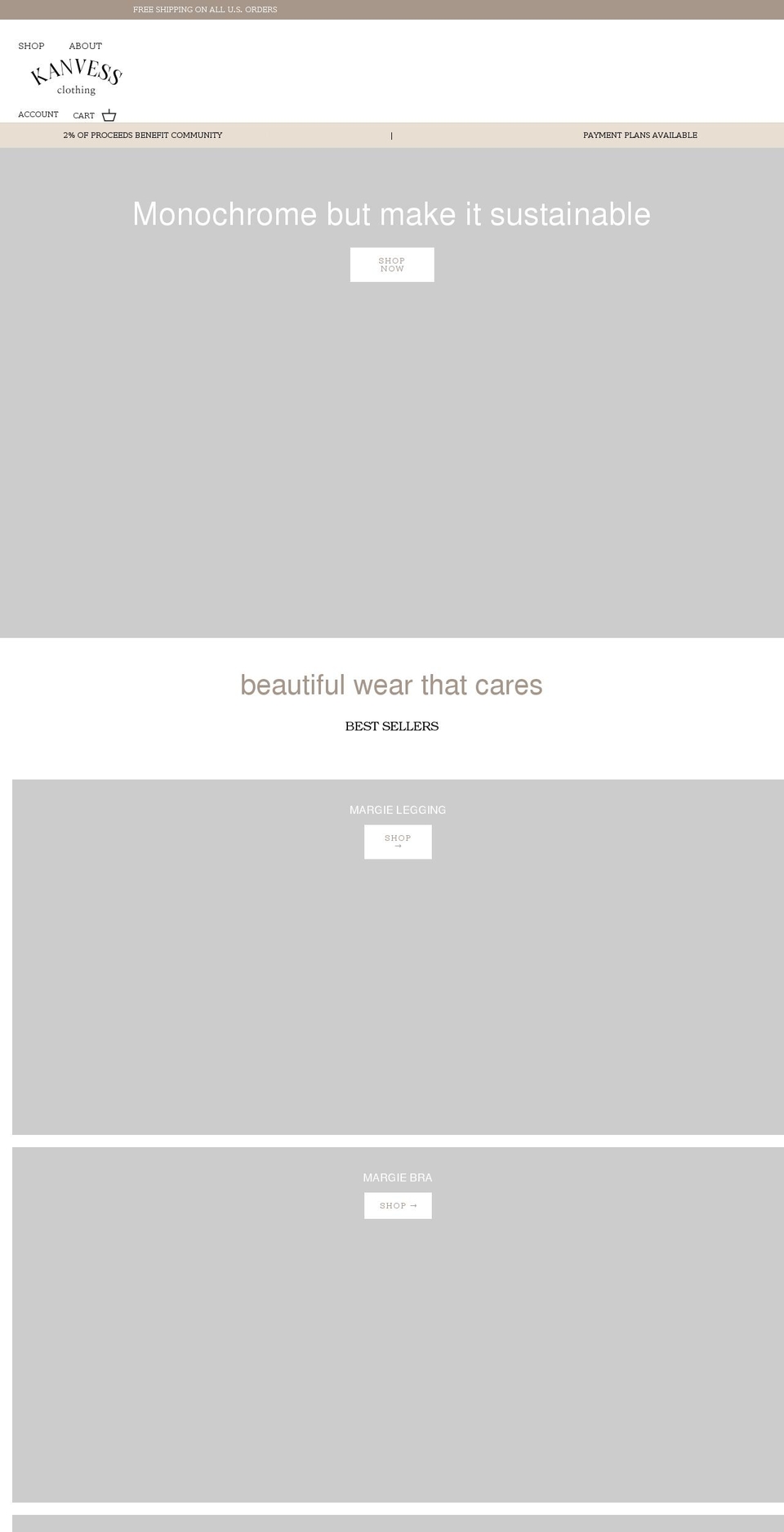 kanvessclothing.com shopify website screenshot