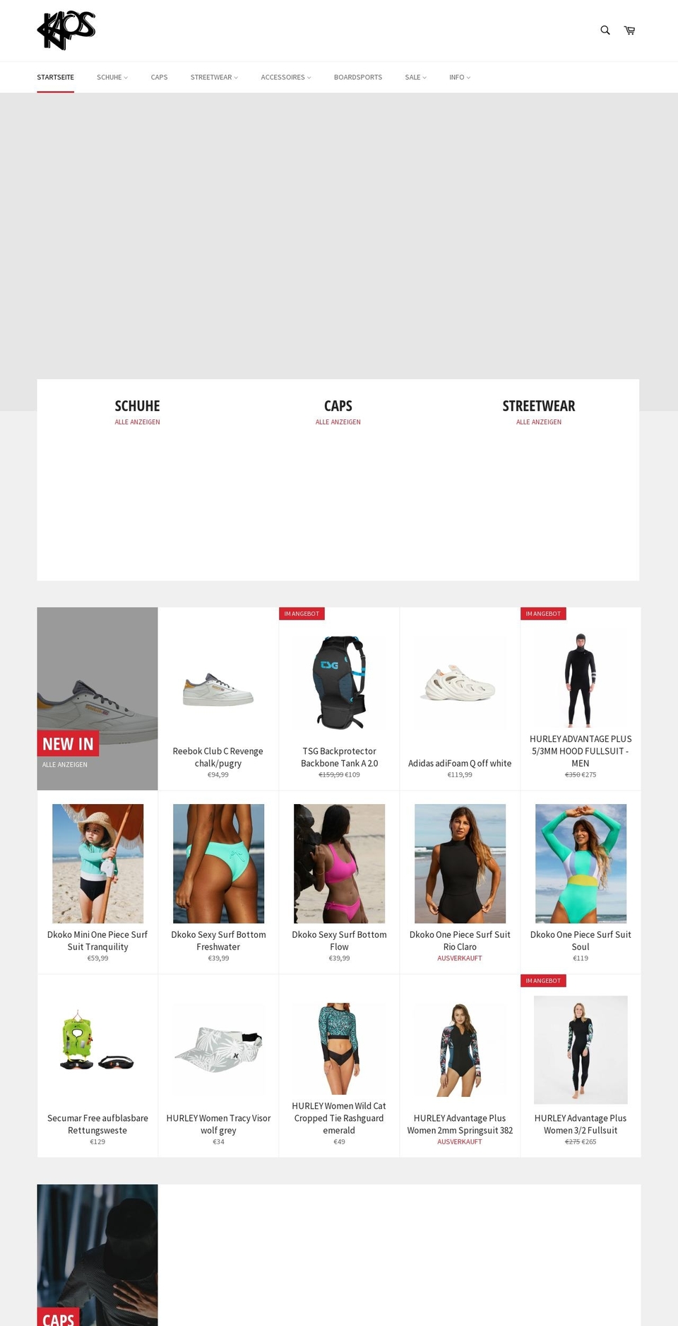 kaos-shop.de shopify website screenshot