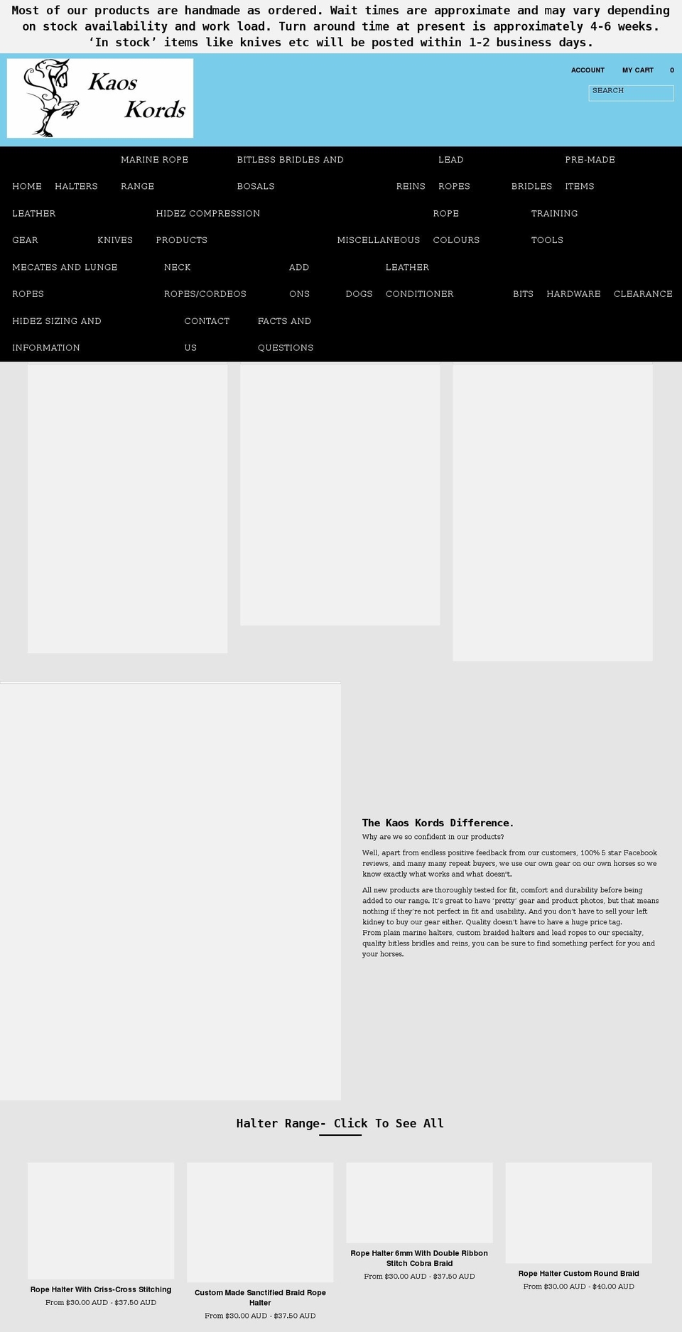 kaoskords.com.au shopify website screenshot