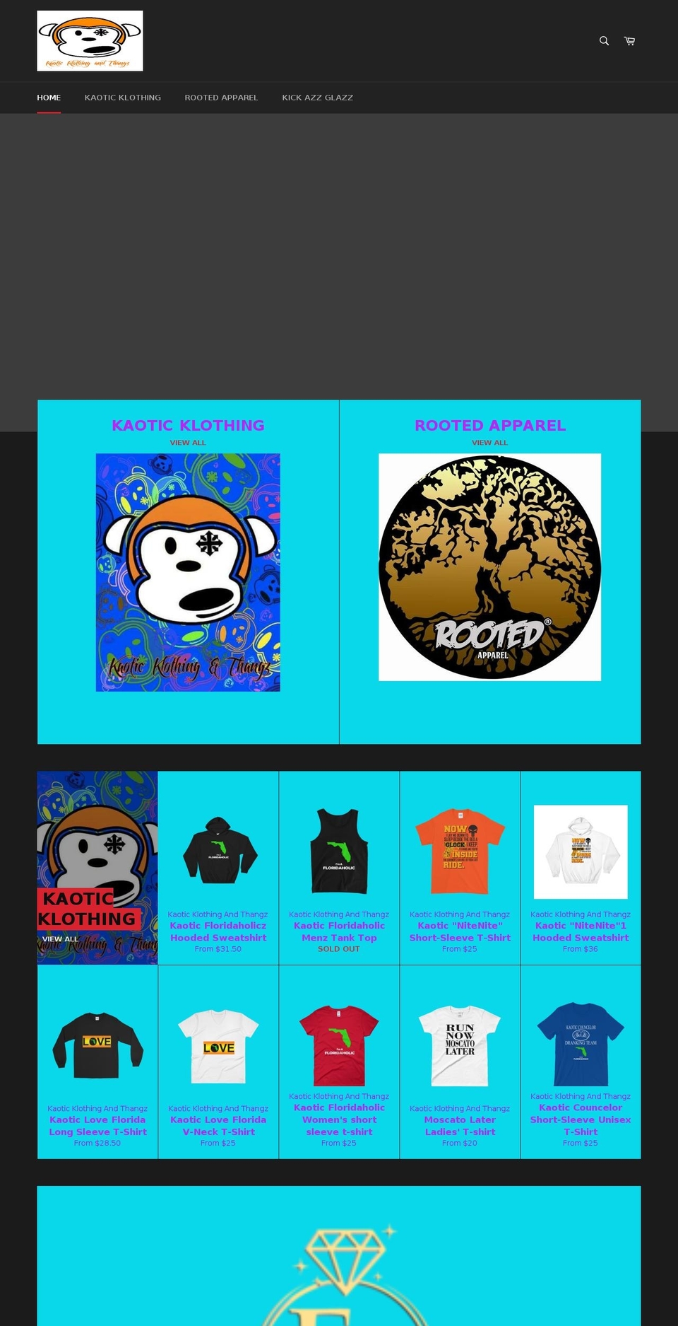 kaoticklothingandthangz.com — Shopify storefront screenshot