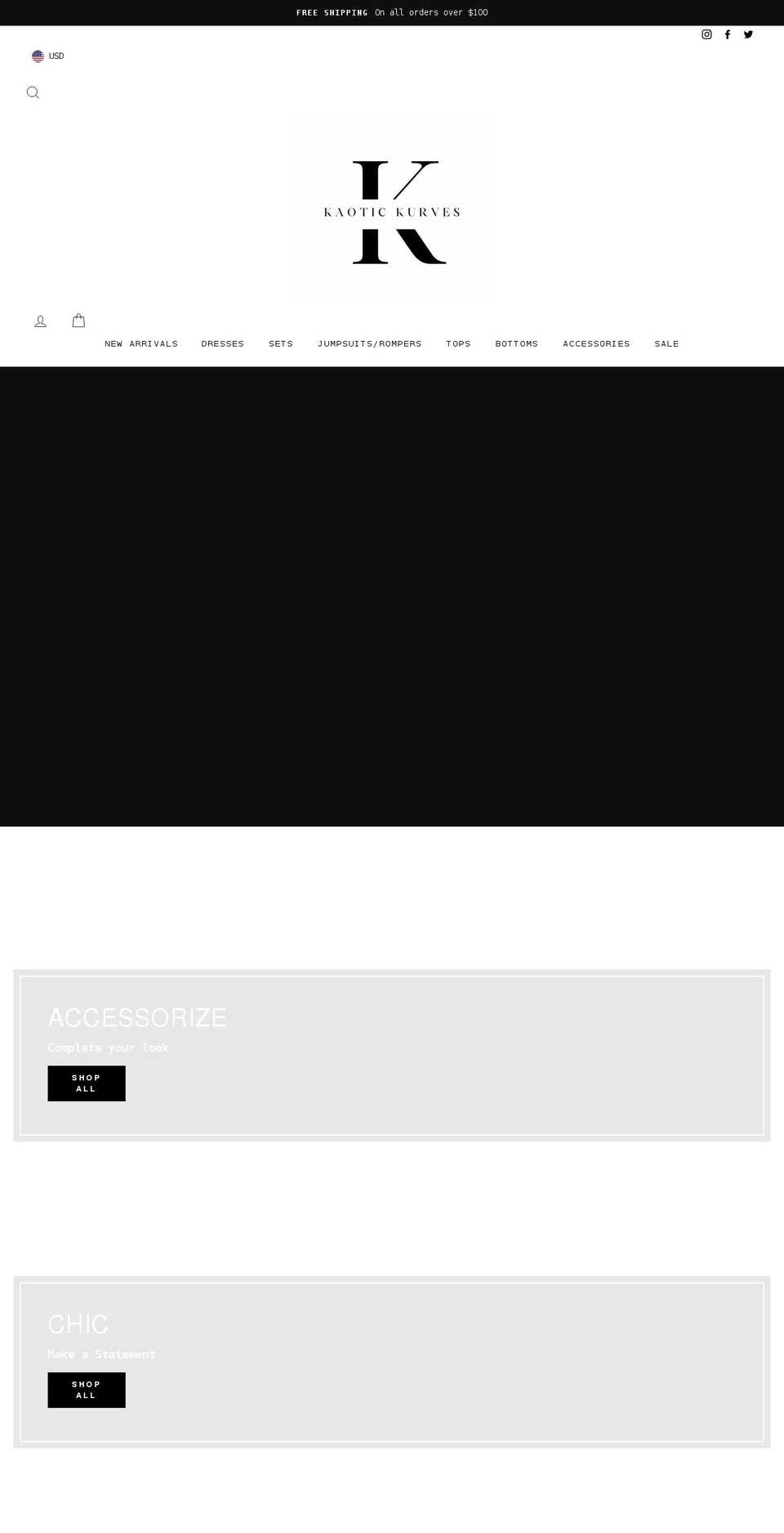 kaotickurves.com shopify website screenshot