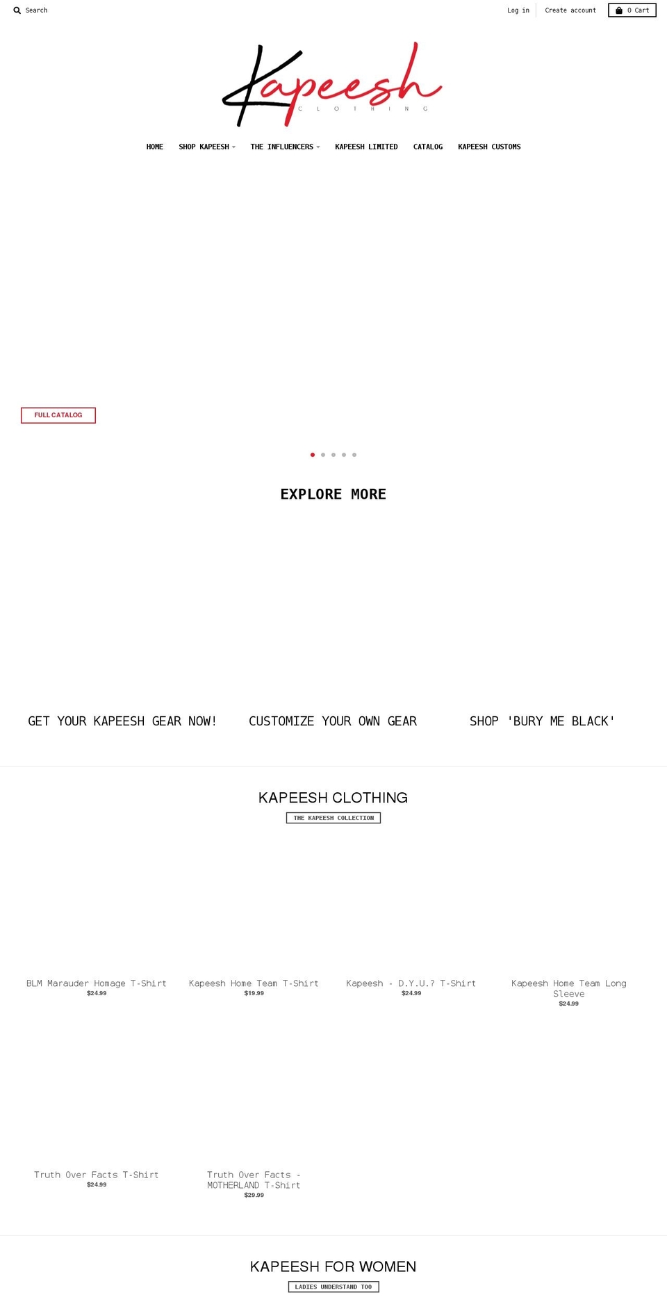 kapeeshclothing.com shopify website screenshot