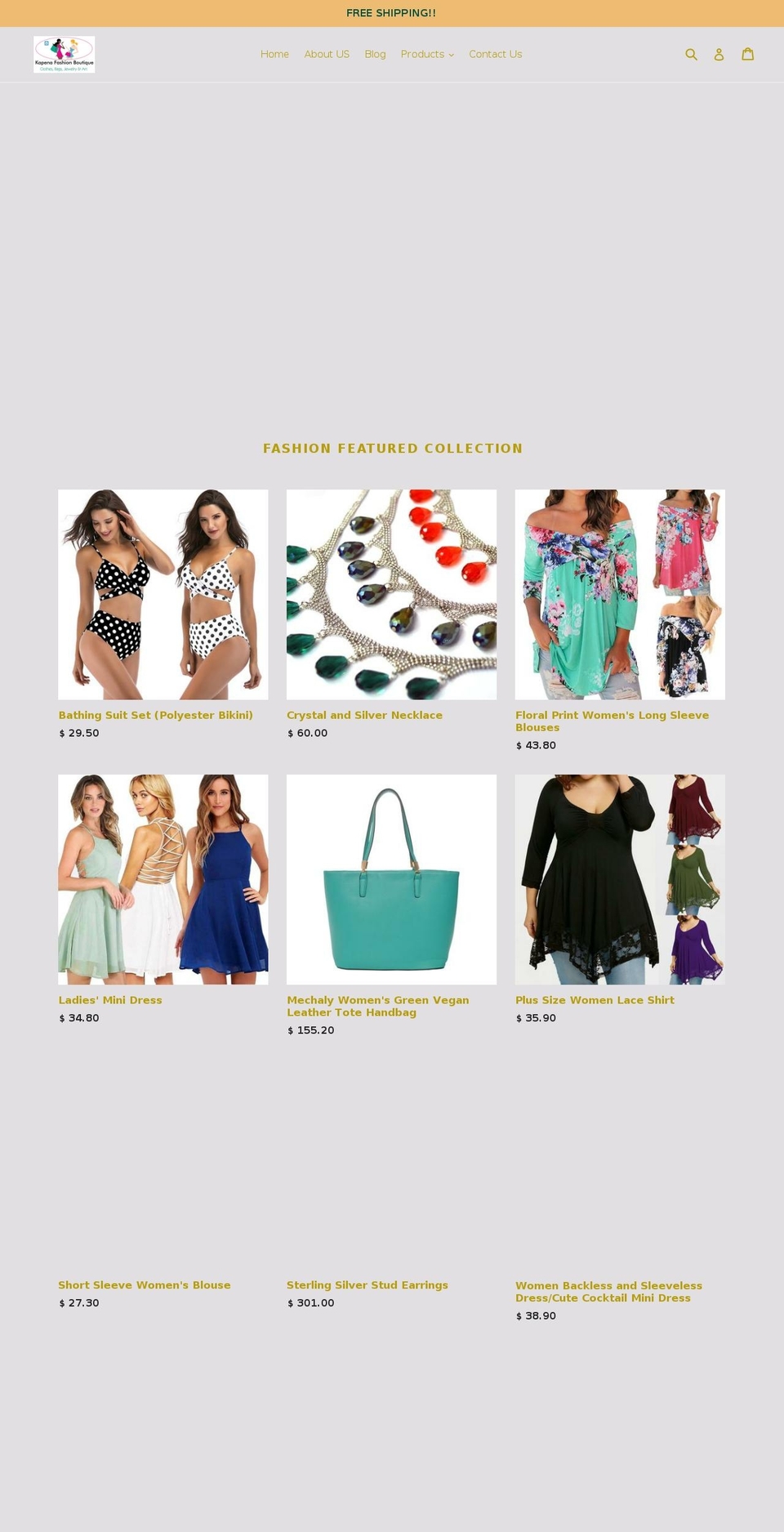 kapenafashionboutique.com — Shopify storefront screenshot