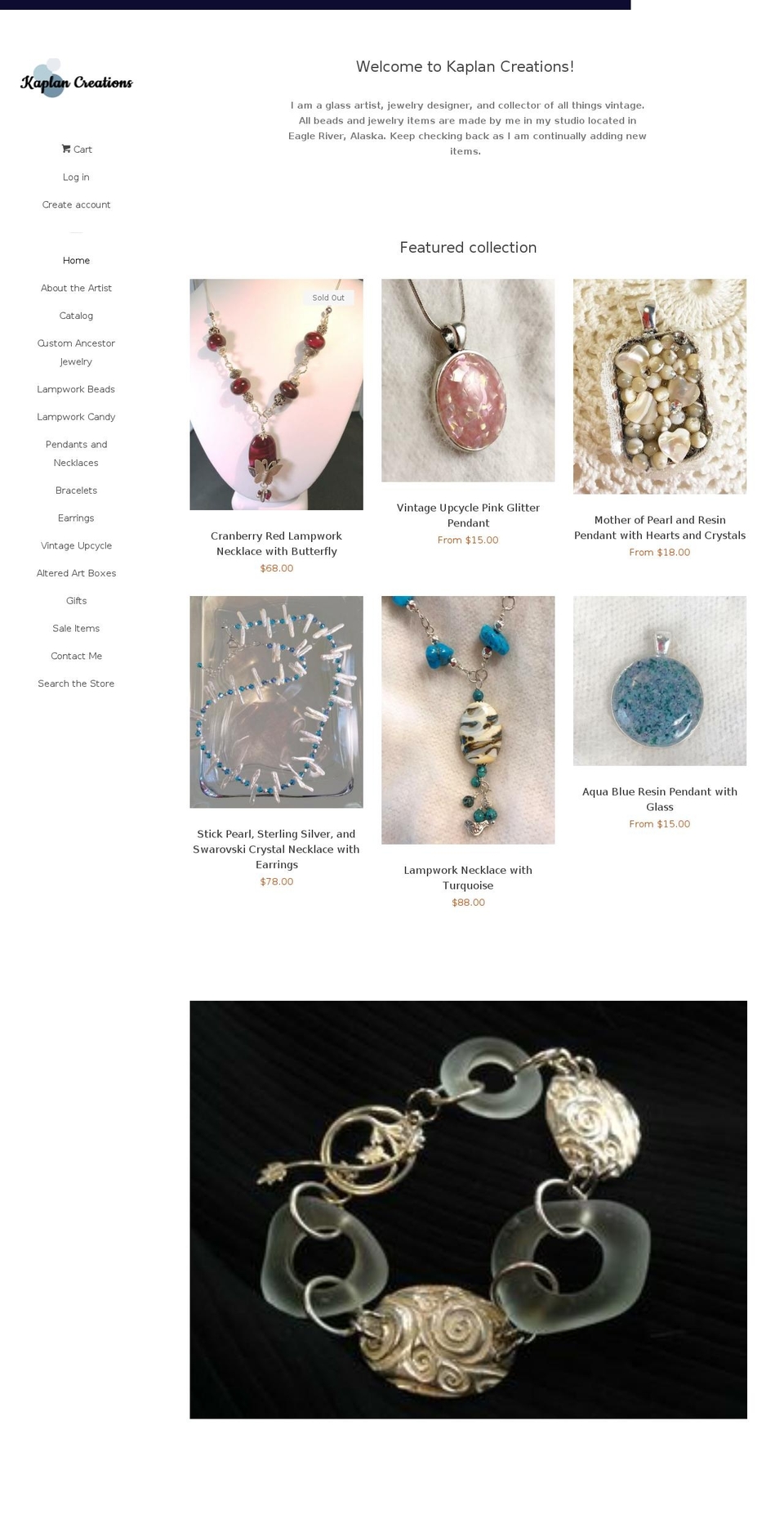 kaplancreations.com — Shopify storefront screenshot