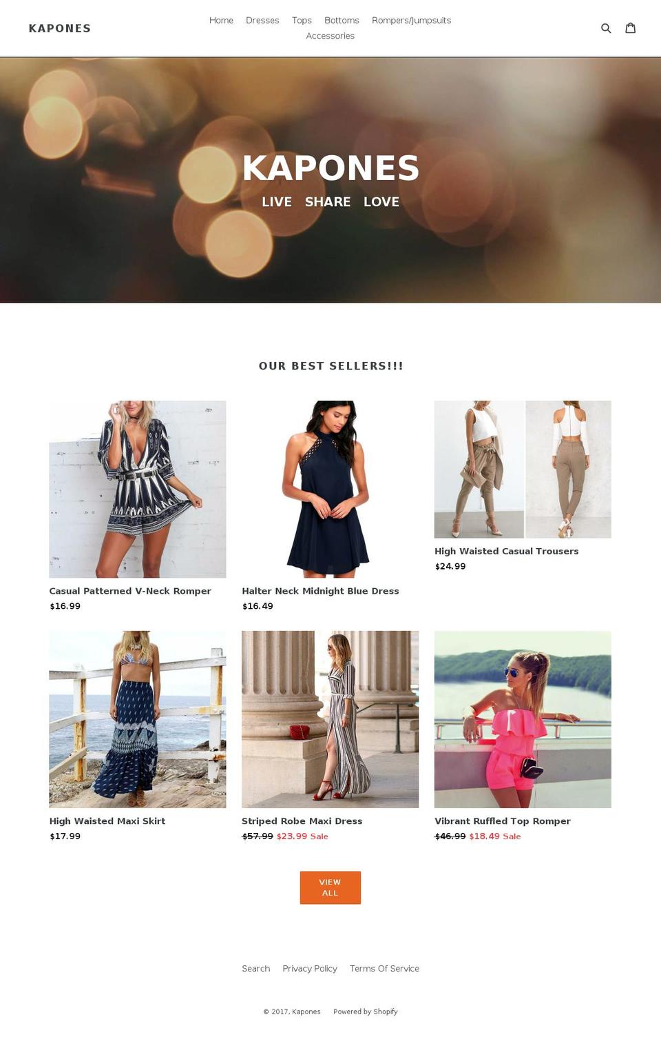 kapones.com shopify website screenshot