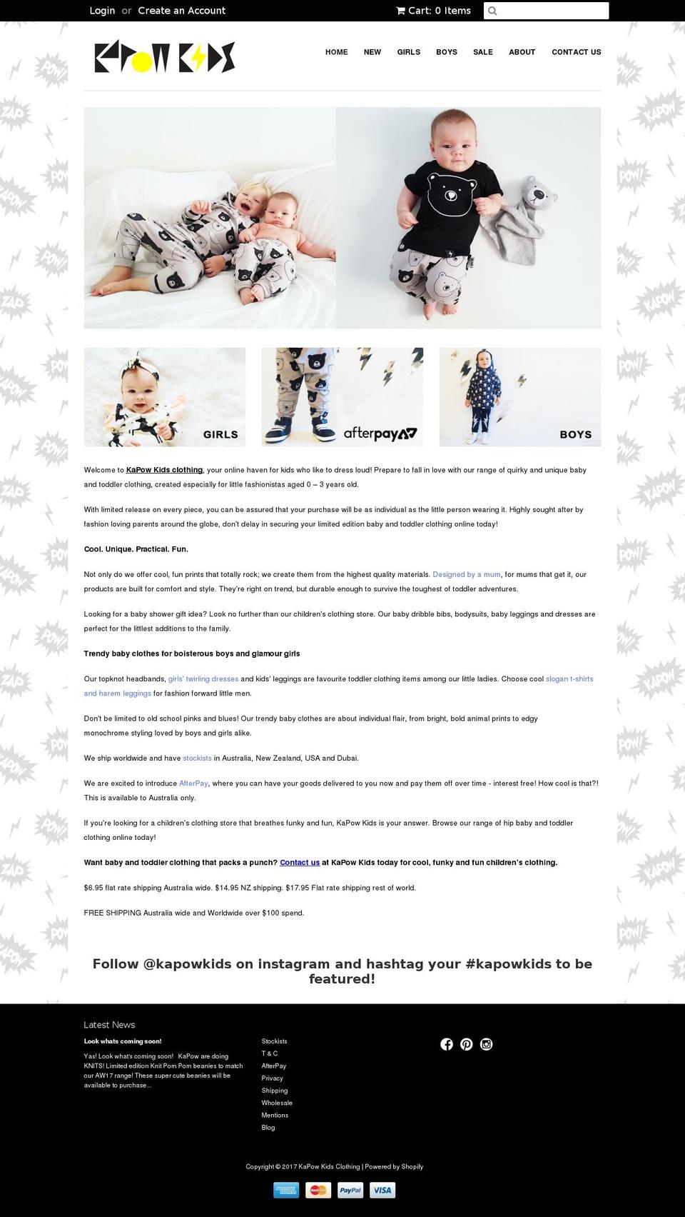 kapowkids.com.au shopify website screenshot