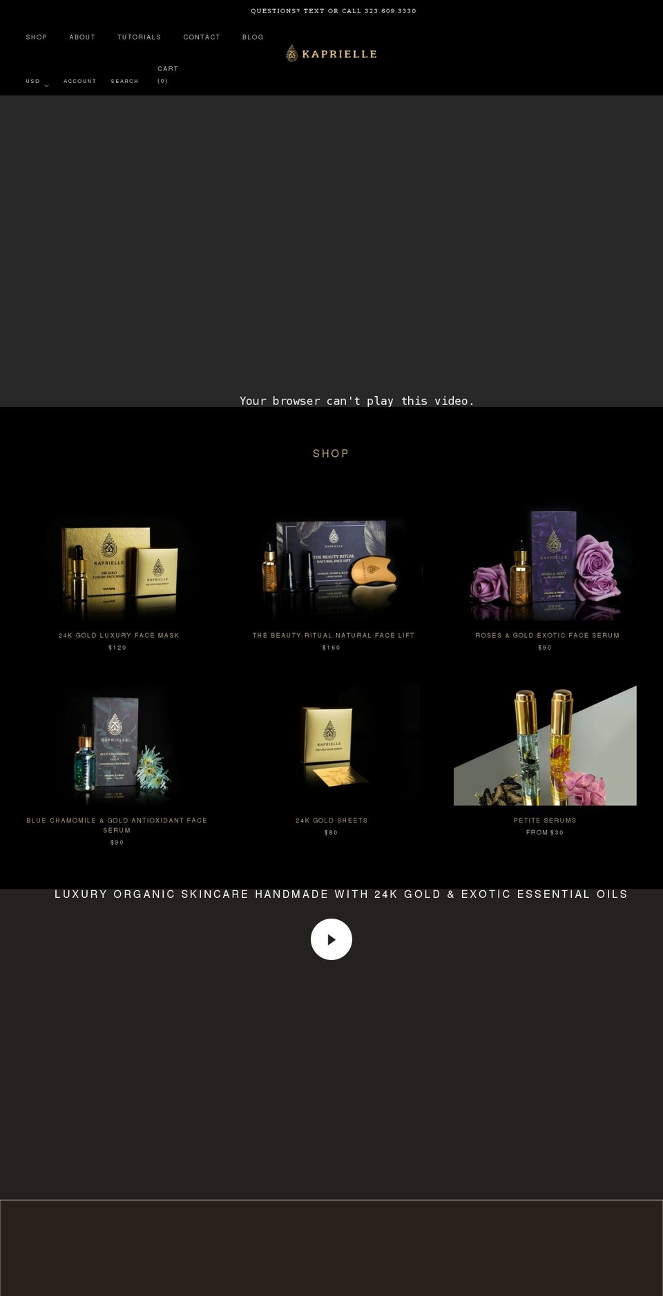 kaprielle.com shopify website screenshot