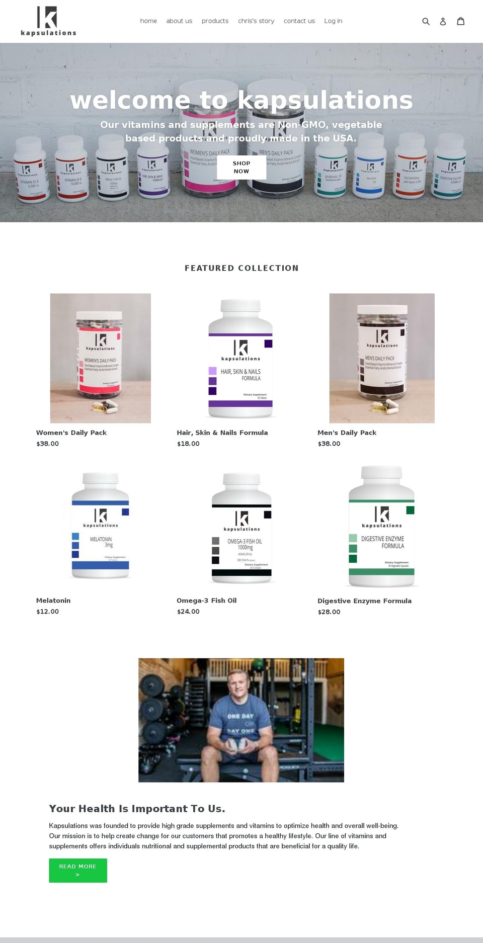 kapsulations.com — Shopify storefront screenshot