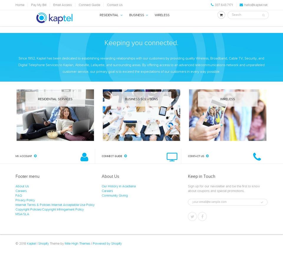 kaptel.net shopify website screenshot